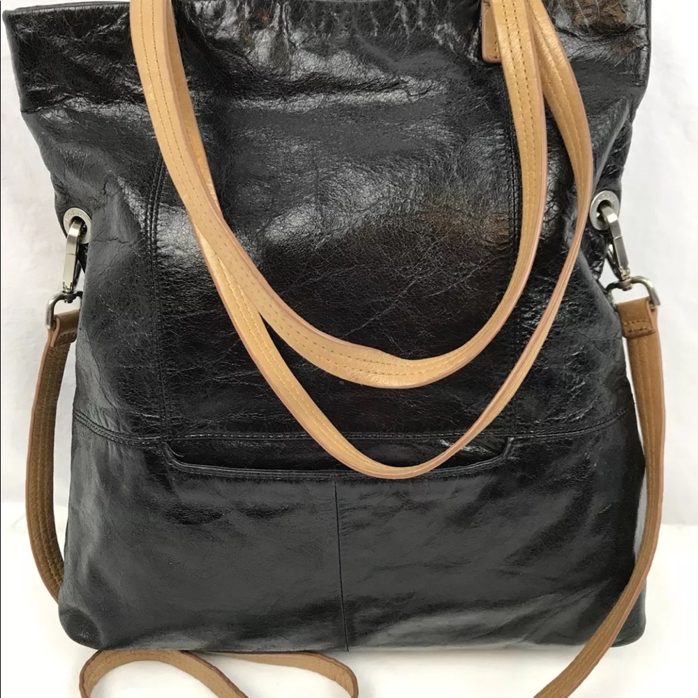 Hobo international black foldover tote crossbody